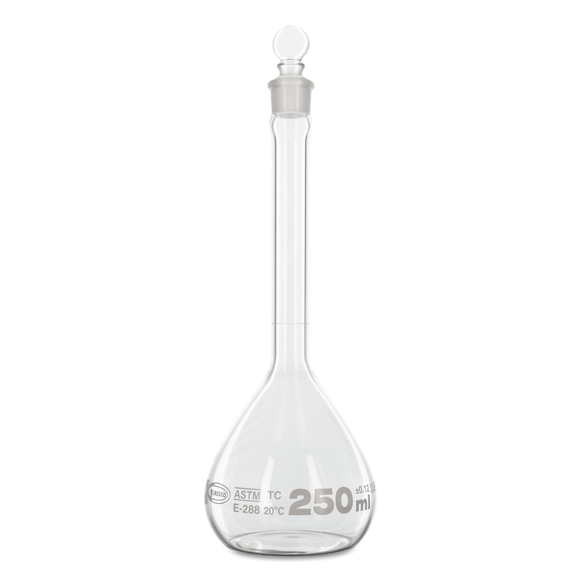 MATRAZ VOLUMÉTRICO CLASE A CON TAPÓN DE VIDRIO GLASSCO