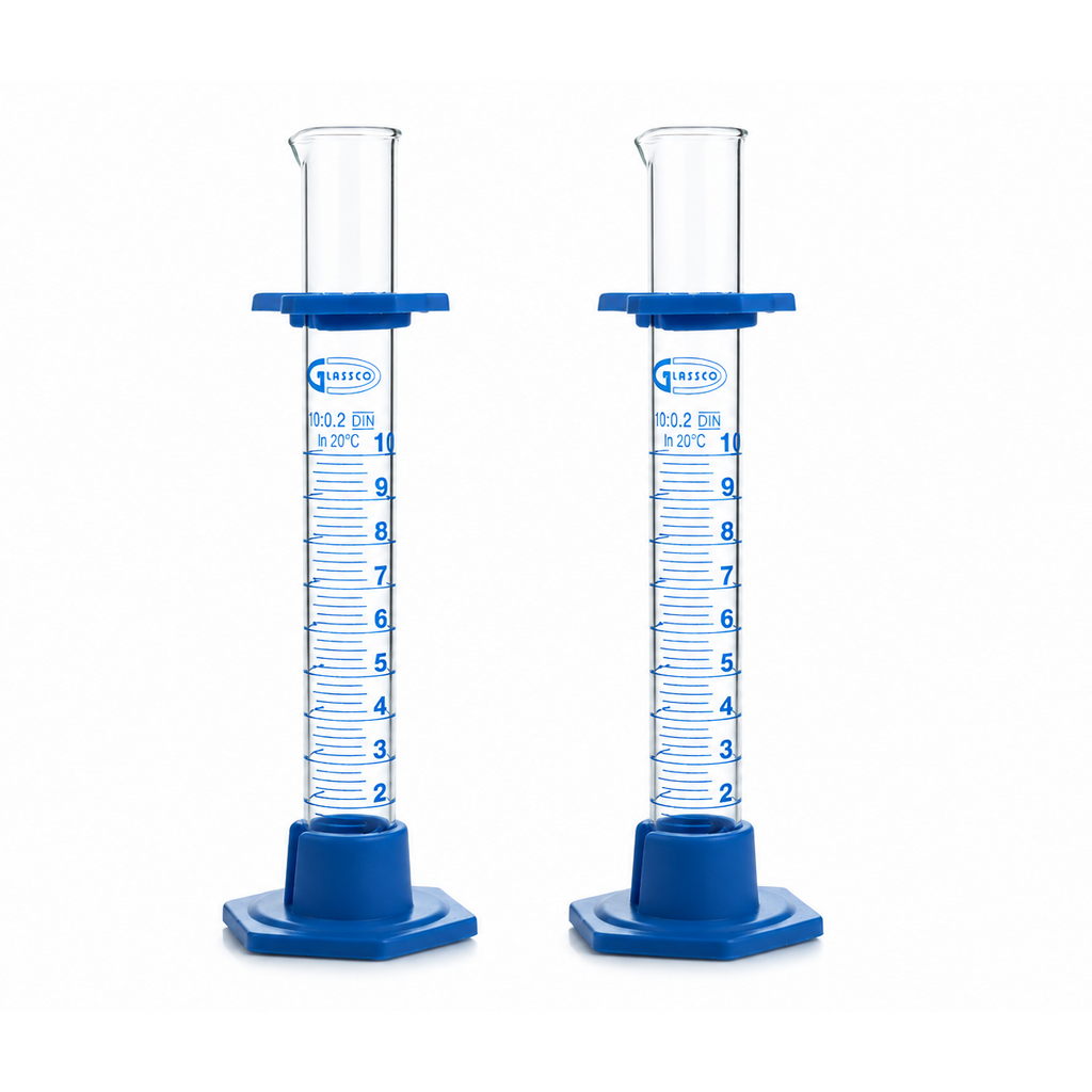CILINDRO GRADUADO PROBETA CON BASE DE PLÁSTICO PACK 2 PIEZAS GLASSCO