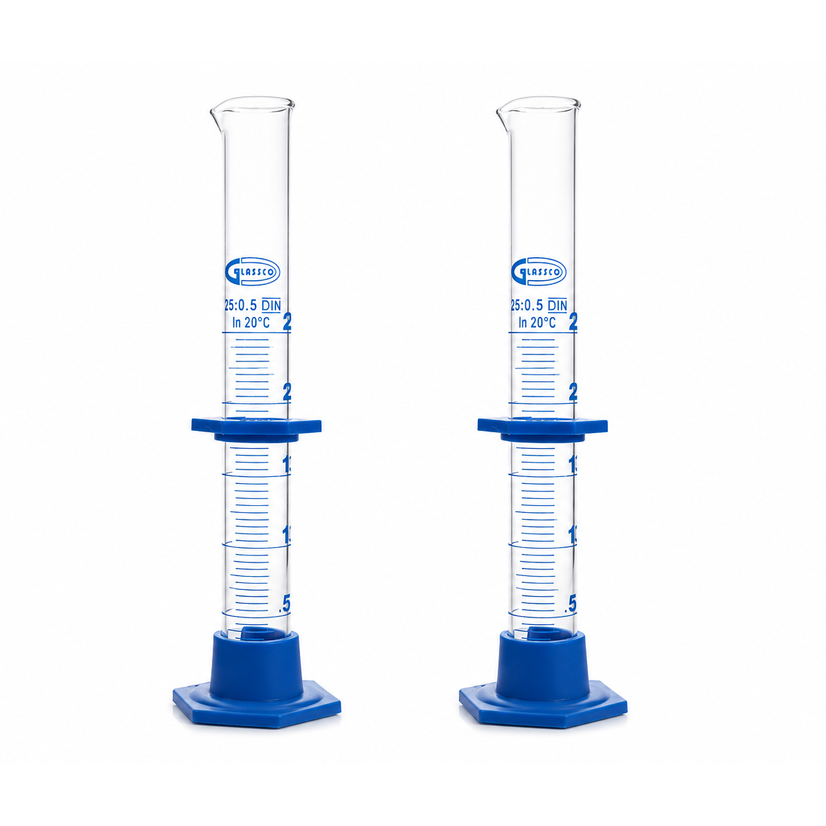 CILINDRO GRADUADO PROBETA CON BASE DE PLÁSTICO PACK 2 PIEZAS GLASSCO