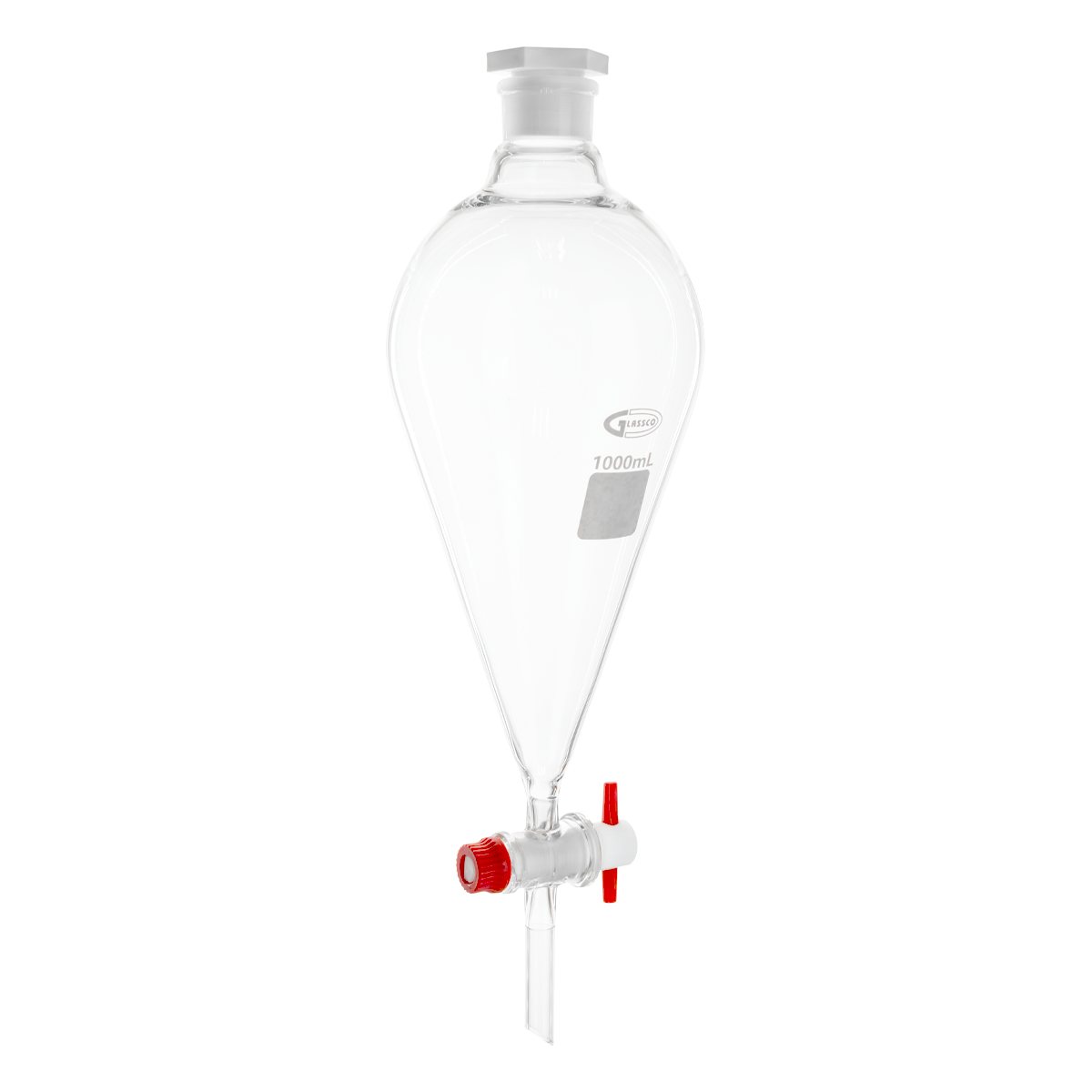 EMBUDO DE SEPARACIÓN GLASSCO CON LLAVE DE TEFLÓN Y TAPÓN PLÁSTICO