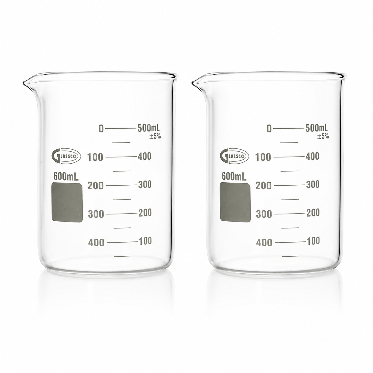 VASO DE PRECIPITADO REFORZADO DE VIDRIO PACK 2 PIEZAS GLASSCO