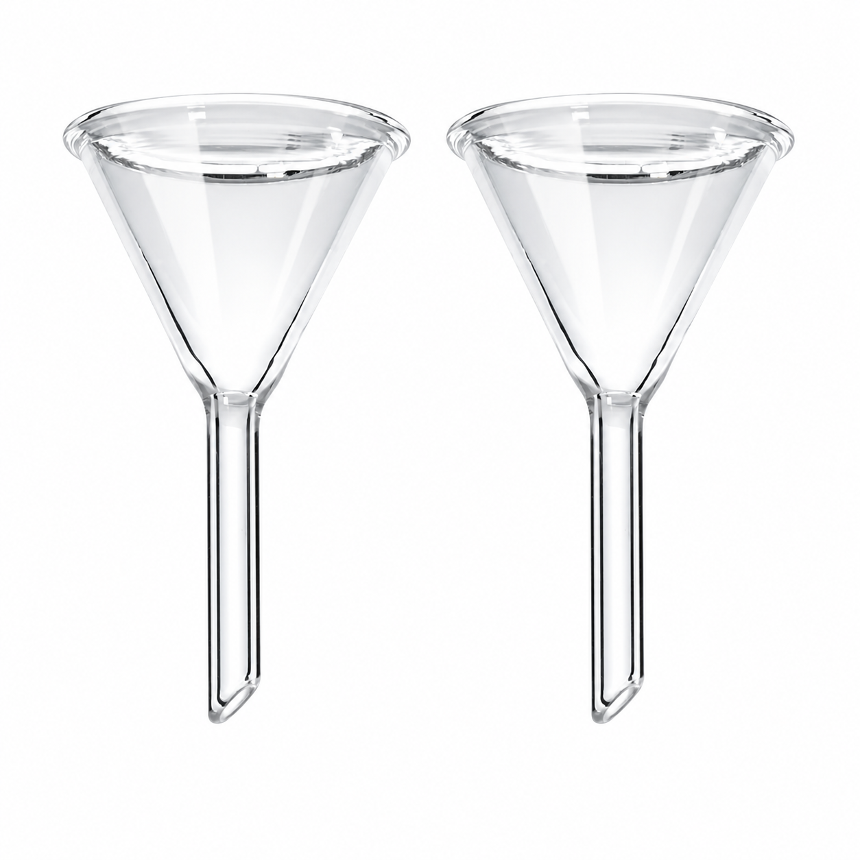 Embudo Cónico de Vidrio con Tallo Corto | Pack 2 Piezas | GLASSCO