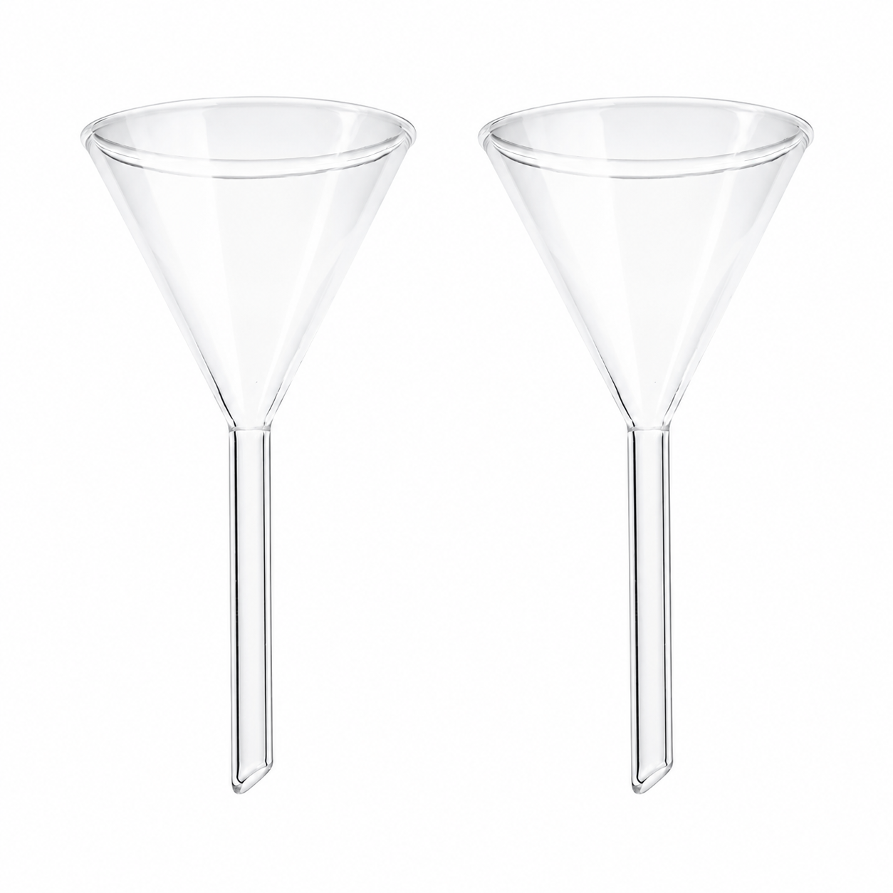 Embudo Cónico de Vidrio con Tallo Corto | Pack 2 Piezas | GLASSCO