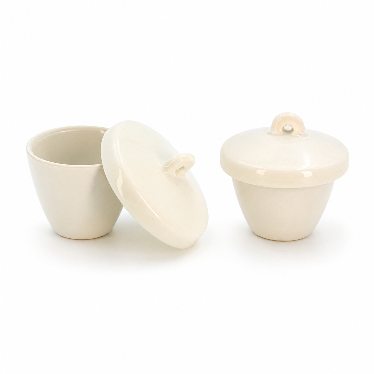 Crisol de Porcelana con Tapa | Pack 2 Piezas | GLASSCO