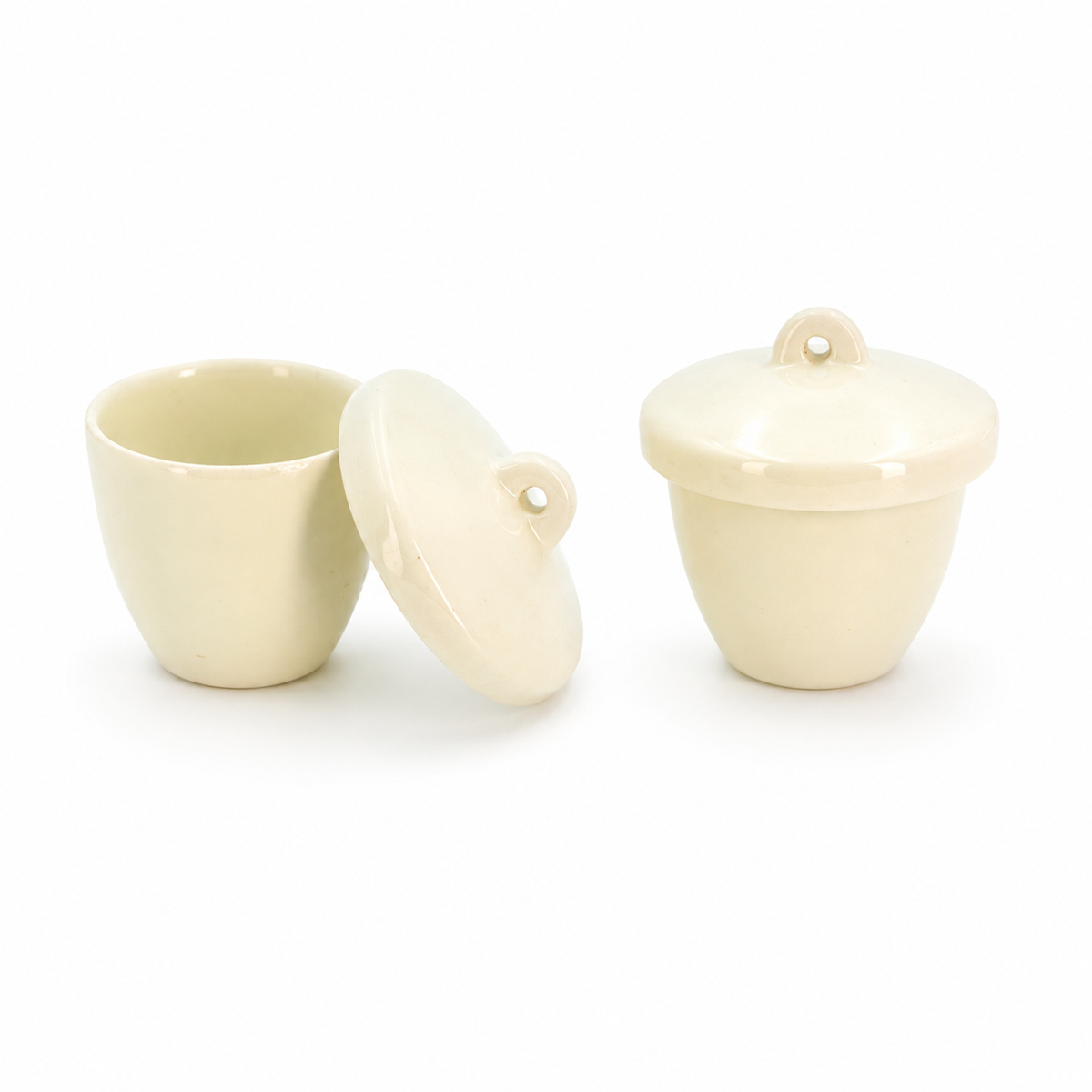 Crisol de Porcelana con Tapa | Pack 2 Piezas | GLASSCO