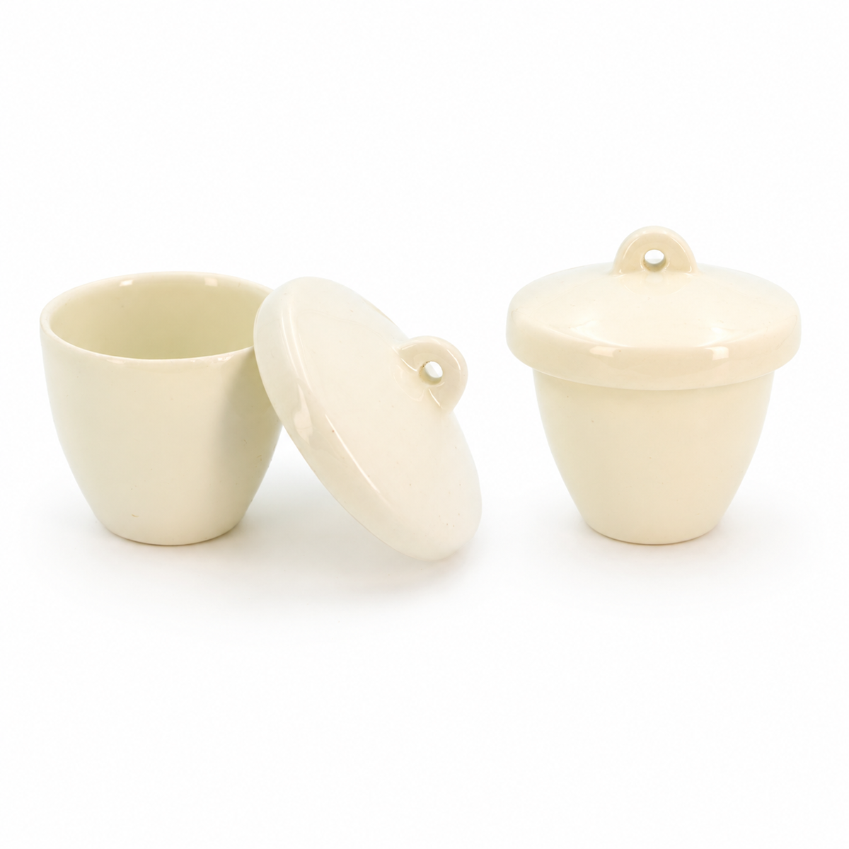 Crisol de Porcelana con Tapa | Pack 2 Piezas | GLASSCO