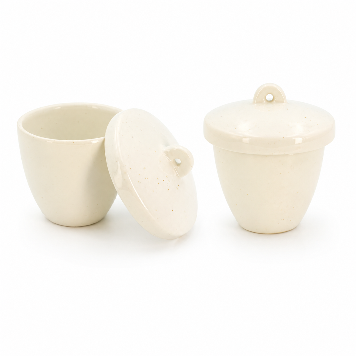 Crisol de Porcelana con Tapa | Pack 2 Piezas | GLASSCO