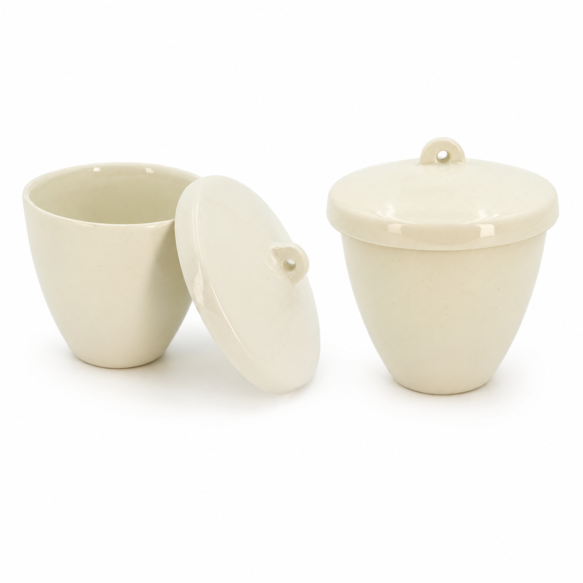 Crisol de Porcelana con Tapa | Pack 2 Piezas | GLASSCO