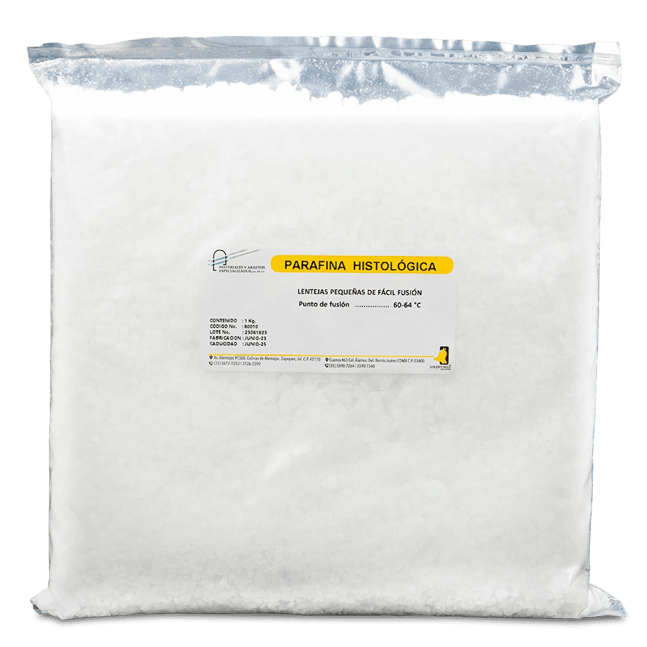GRASA PARAFINA HISTOLÓGICA PUNTO FUSIÓN 60°-64°C 1 KG GOLDEN BELL 80010-1000 CAS 8002-74-2 - Mercalab
