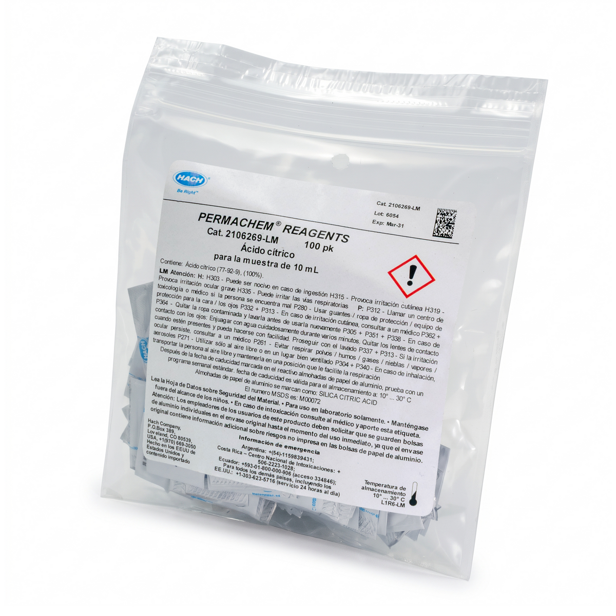 Reactivo de Ácido Cítrico para Determinación de Sílice en Calidad de Agua - Muestra 10 ML con 100 Piezas - HACH 2106269