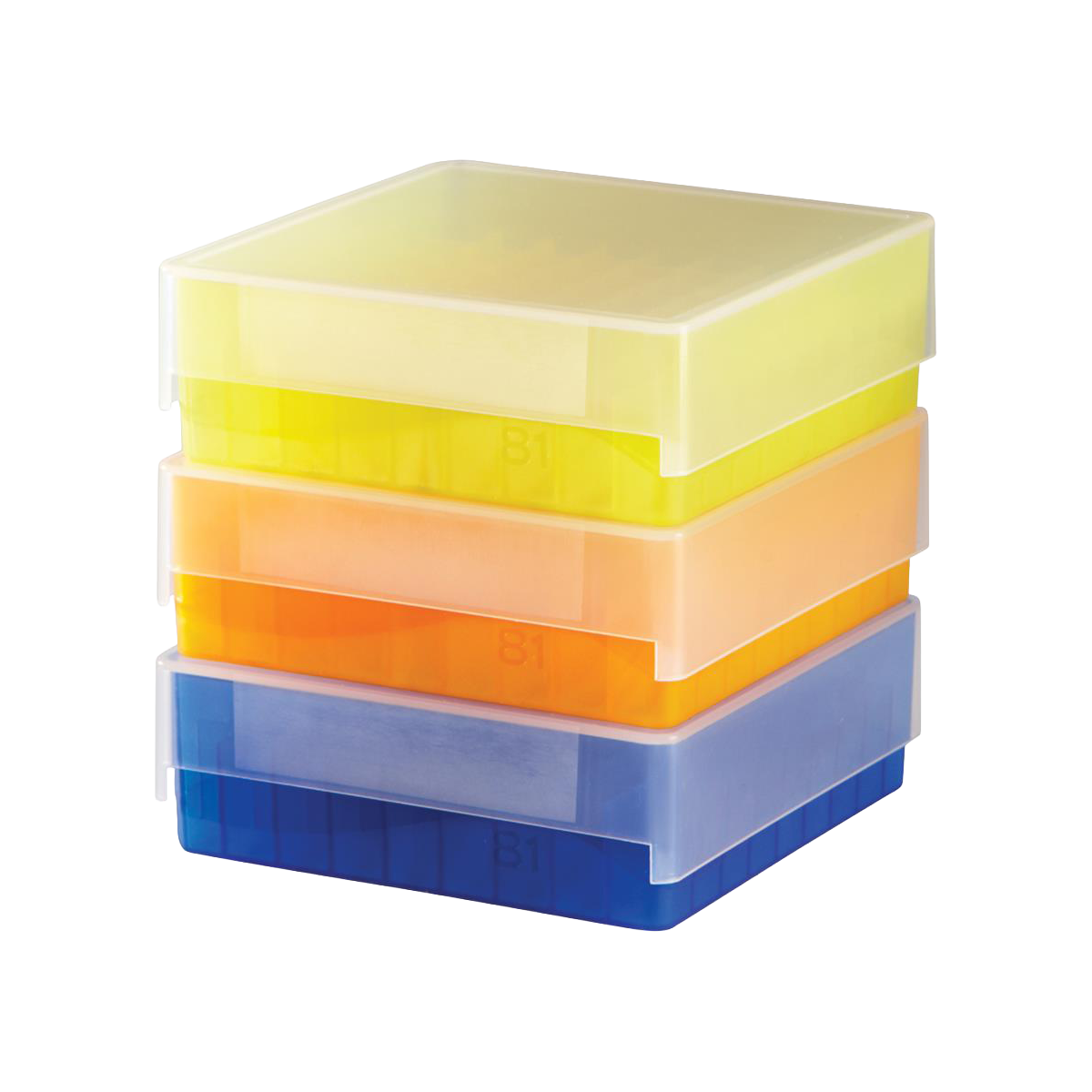 CAJA PARA 81 MICROTUBOS Y VIALES DE 1.5-2.0 ML HEATHROW SCIENTIFIC 120033 DE PLÁSTICO AUTOCLAVABLE DE COLORES PARA USO CRIOGÉNICO (POR PIEZA)