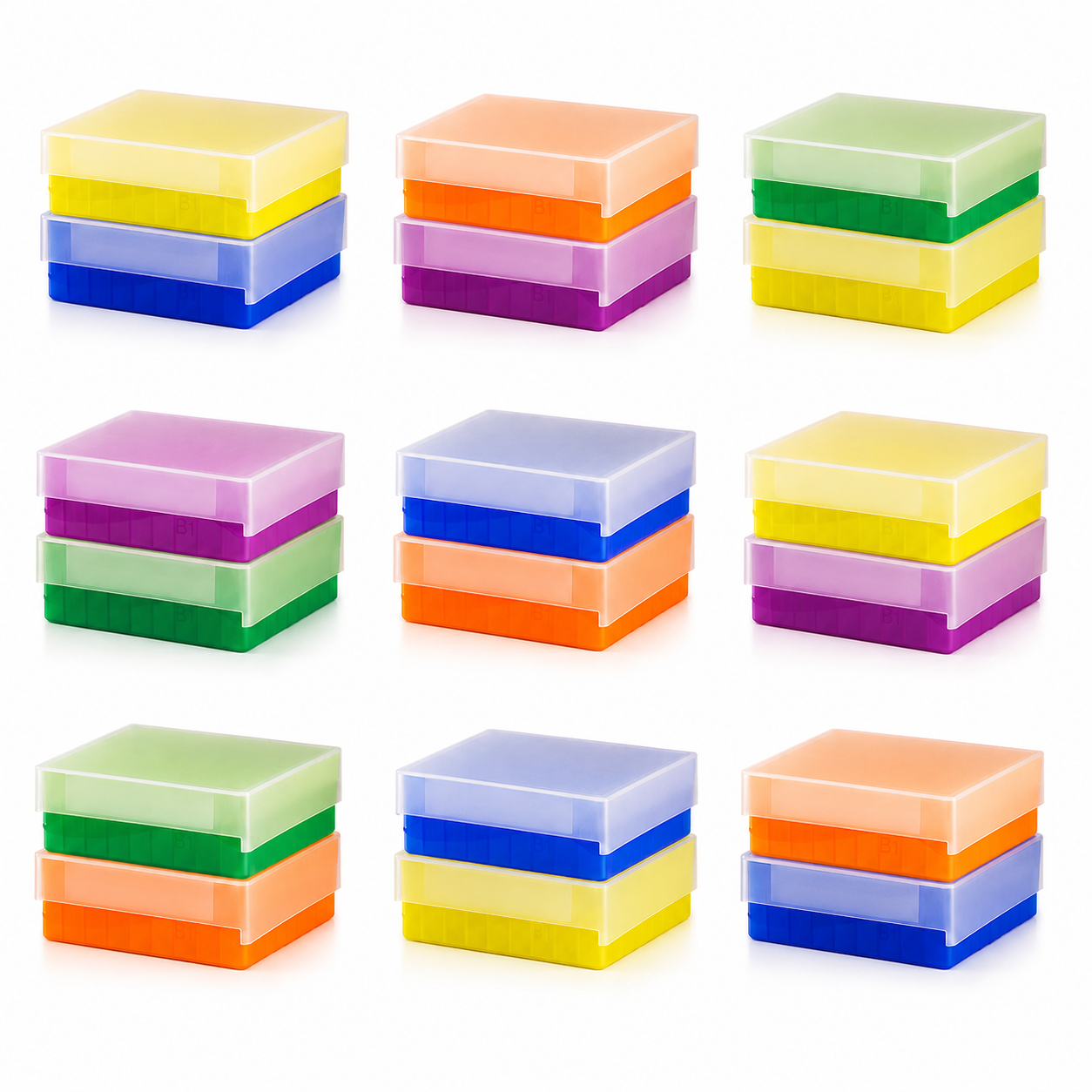 Caja para 81 Microtubos y Viales Criogénicos de 1.5-2.0 ml | Pack 2 Piezas | Heathrow Scientific