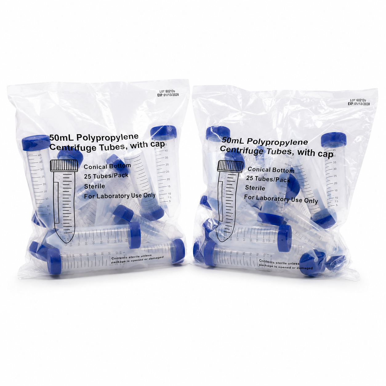 Tubos de Centrífuga de Plástico Estériles | Pack 2 Bolsas | Heathrow Scientific