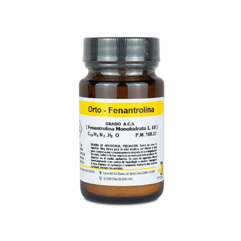 INDICADOR FENANTROLINA-ORTO A.C.S. MONOHIDRATADO CRISTALES 25 G GOLDEN BELL 34800-25 CAS 5144-89-8 - Mercalab