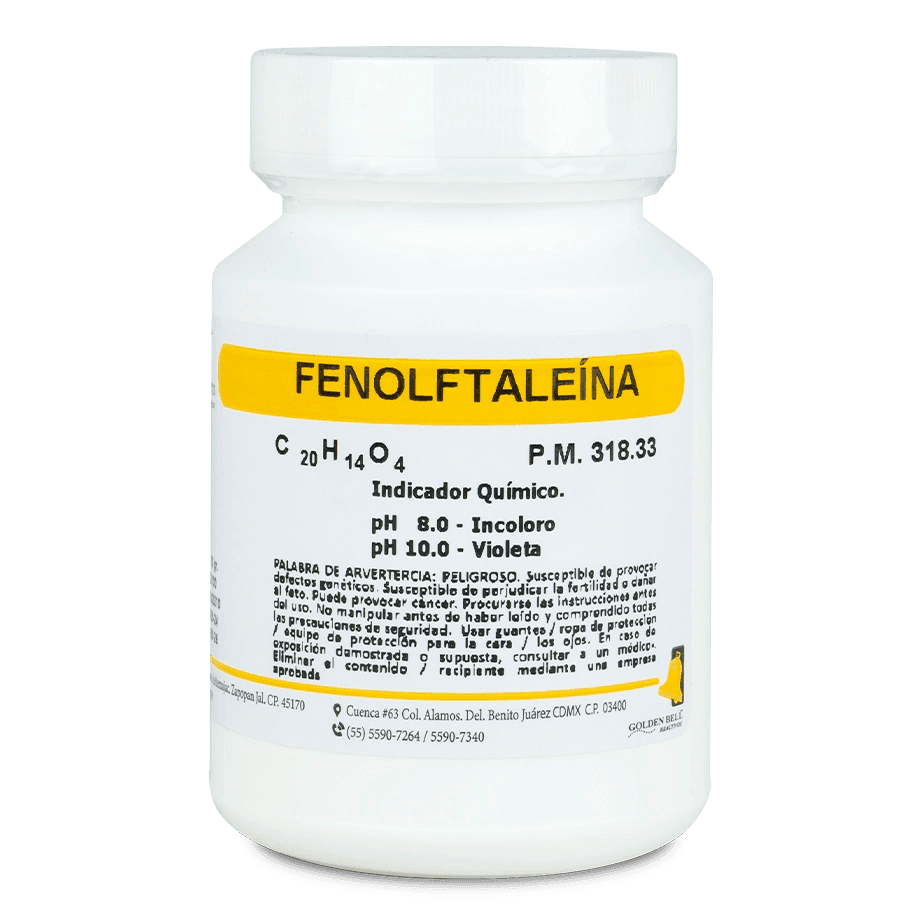 INDICADOR FENOLFTALEÍNA PH 8.0 A 10.0 GOLDEN BELL 33100 - Mercalab
