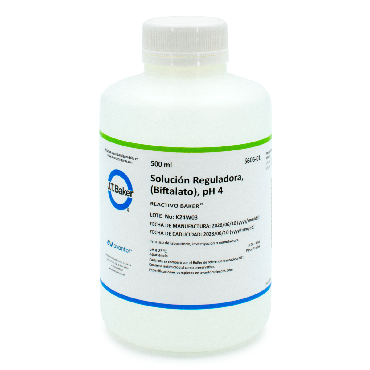 SOLUCIÓN PARA PH BUFFER 4.01 BIFALATO TRANSPARENTE J.T. BAKER 5606