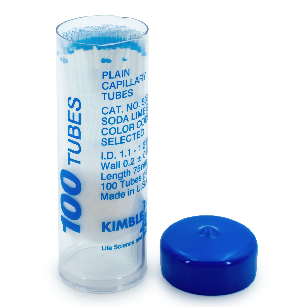 TUBO CAPILAR AZUL SIN HEPARINA KIMBLE CHASE 40A502/41A2502 PARA MICROHEMATOCRITO