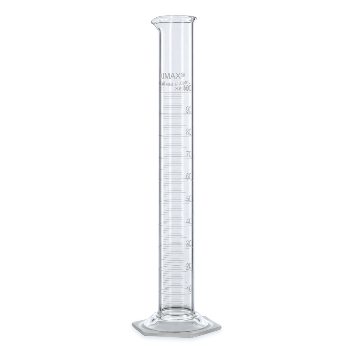 PROBETA KIMAX 20025K CALIBRADA PARA ENTREGAR CON BASE HEXAGONAL Y ESCALA BLANCA