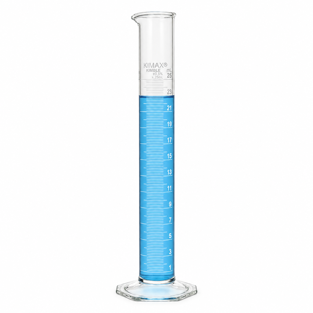 PROBETA KIMAX 20025K CALIBRADA PARA ENTREGAR CON BASE HEXAGONAL Y ESCALA BLANCA