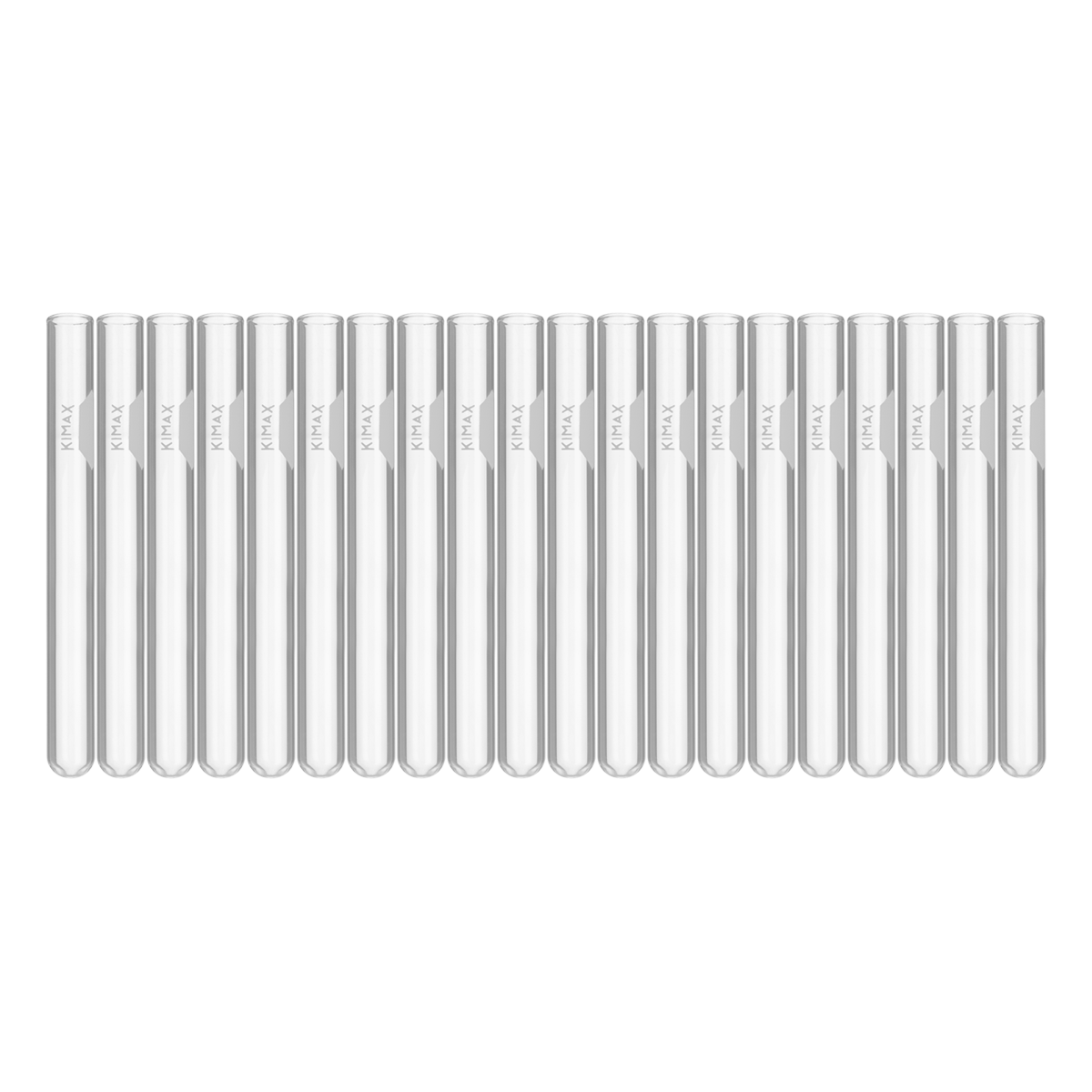 Tubo de Ensayo de Vidrio Sin Labio (con Área de Marcado) - Pack 20 Piezas - Kimax 45048