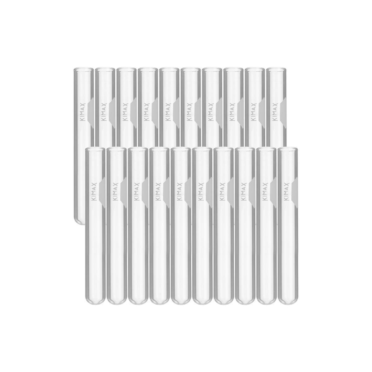Tubo de Ensayo de Vidrio Sin Labio (con Área de Marcado) - Pack 20 Piezas - Kimax 45048