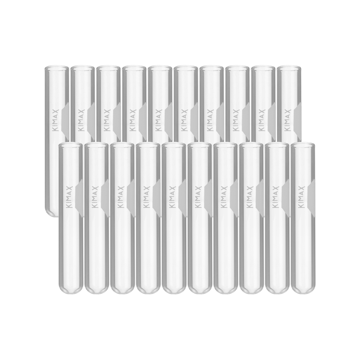 Tubo de Ensayo de Vidrio Sin Labio (con Área de Marcado) - Pack 20 Piezas - Kimax 45048