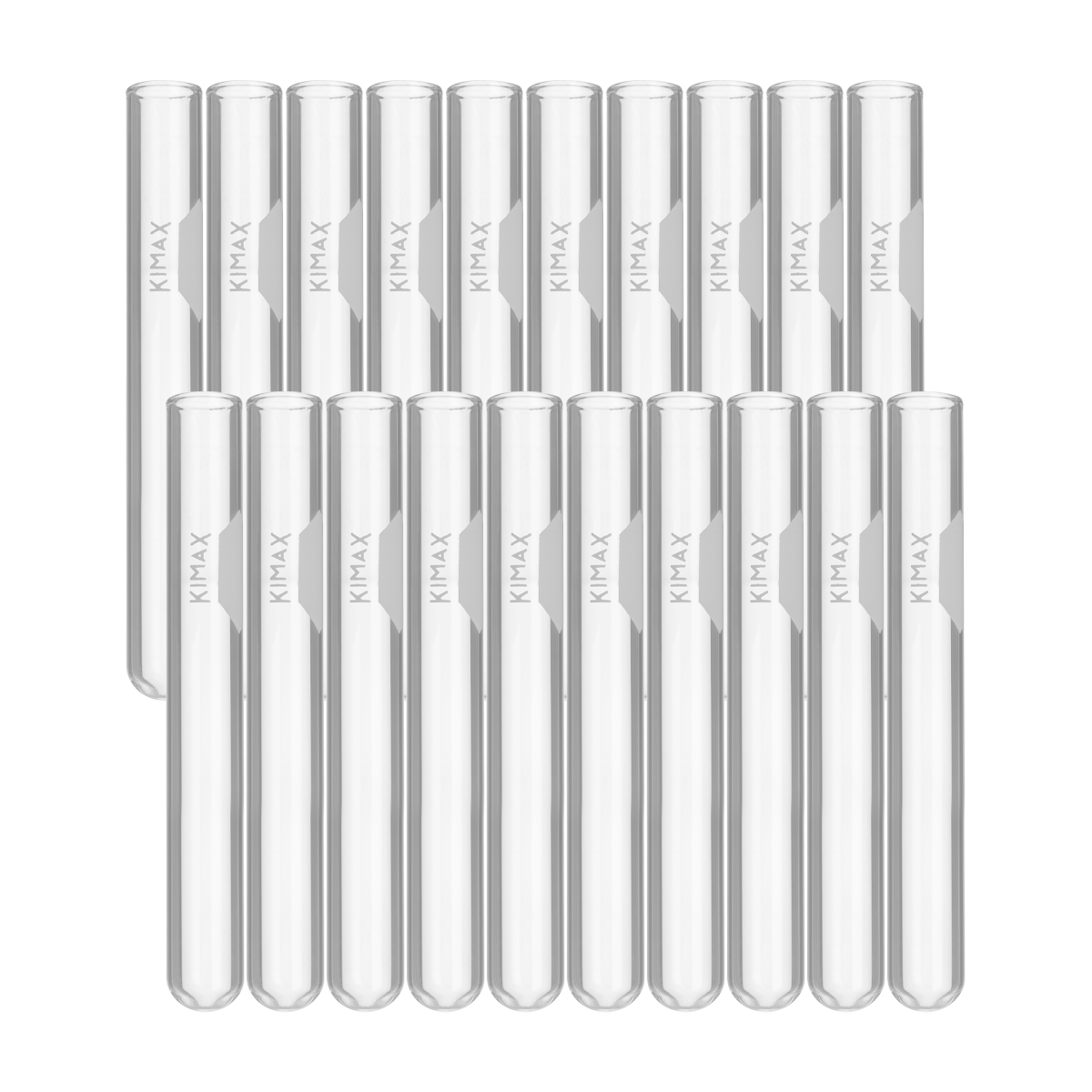 Tubo de Ensayo de Vidrio Sin Labio (con Área de Marcado) - Pack 20 Piezas - Kimax 45048