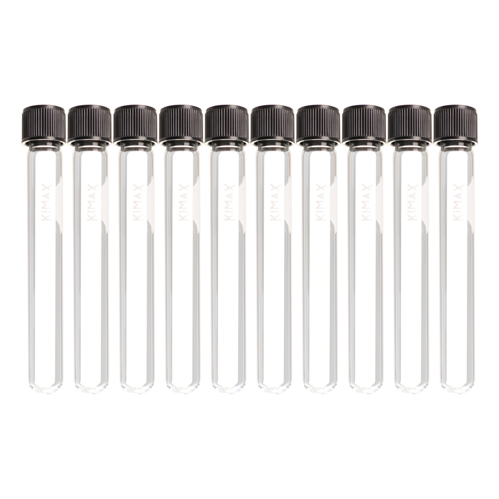 Tubo de Ensayo de Vidrio con Tapa de Rosca Fenólica - Pack 10 Piezas - Kimax 45066