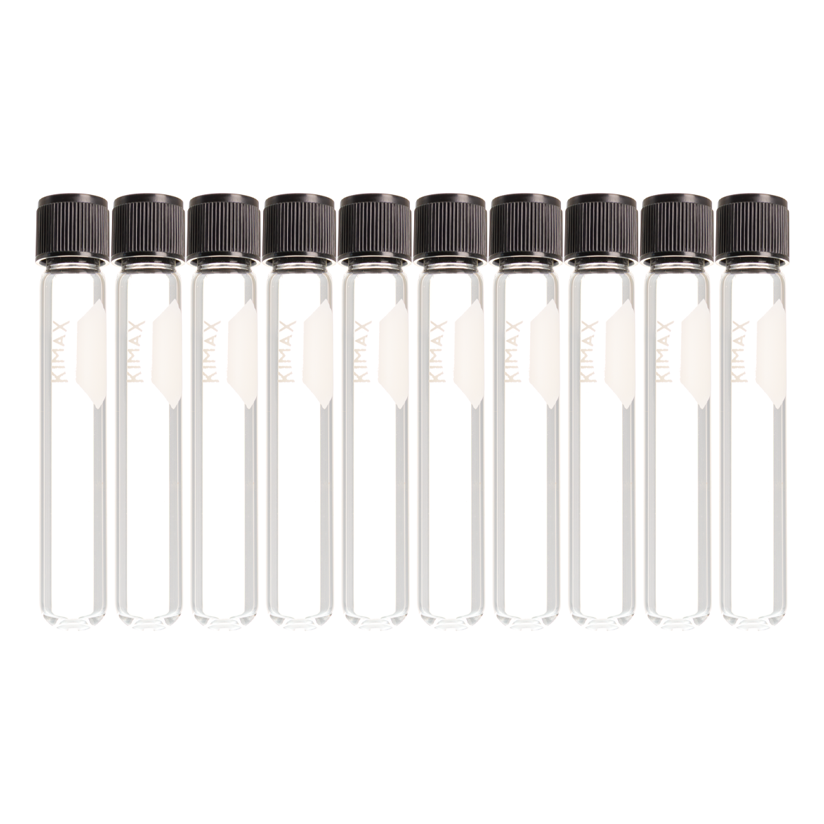 Tubo de Ensayo de Vidrio con Tapa de Rosca Fenólica - Pack 10 Piezas - Kimax 45066