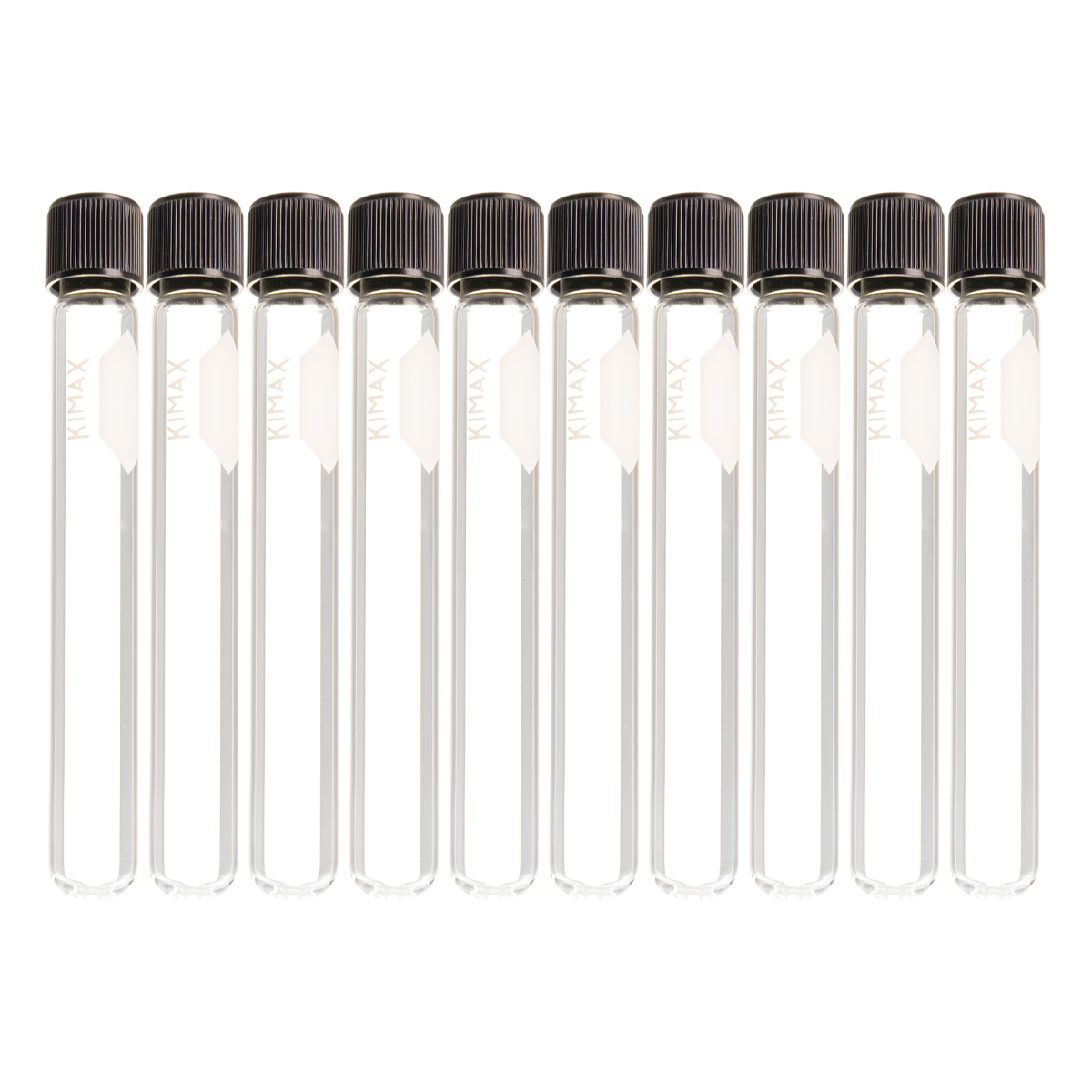 Tubo de Ensayo de Vidrio con Tapa de Rosca Fenólica - Pack 10 Piezas - Kimax 45066