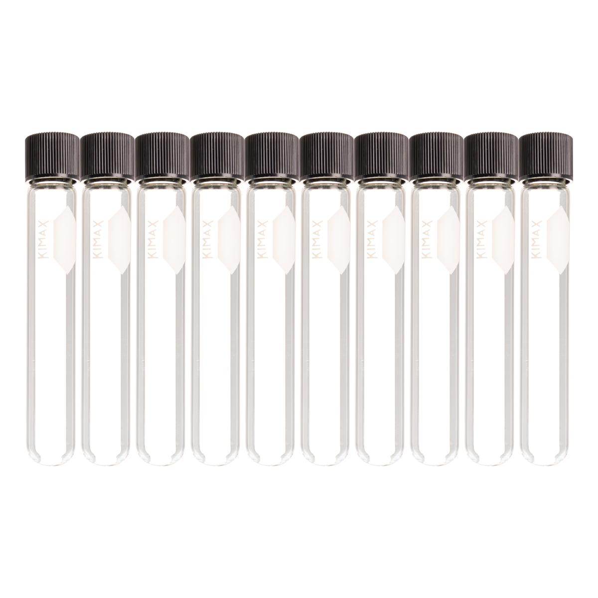 Tubo de Ensayo de Vidrio con Tapa de Rosca Fenólica - Pack 10 Piezas - Kimax 45066