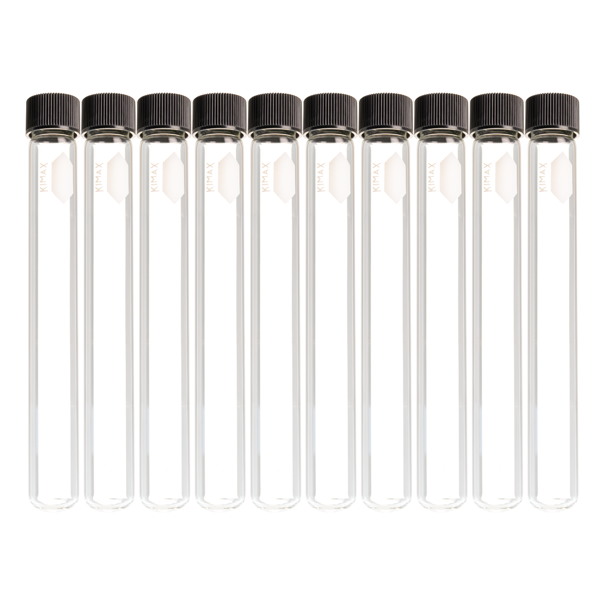 Tubo de Ensayo de Vidrio con Tapa de Rosca Fenólica - Pack 10 Piezas - Kimax 45066