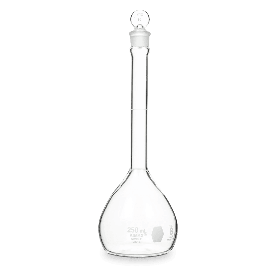 Matraz Normal MATRAZ AFORADO CLASE B KIMAX 28015 CON TAPÓN VIDRIO – Mercalab
