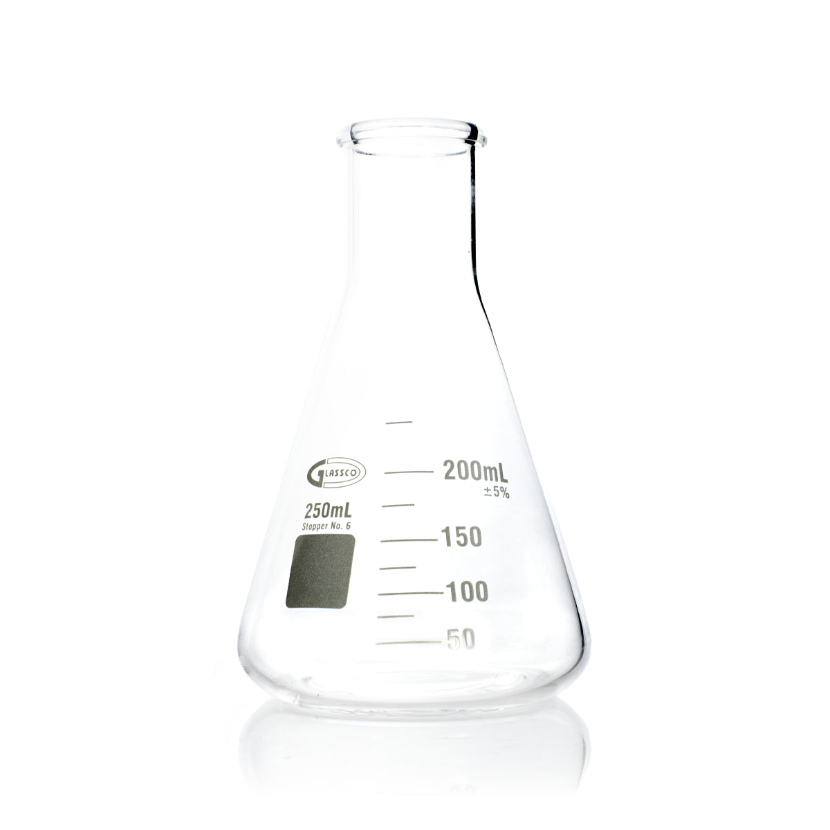 MATRAZ ERLENMEYER GLASSCO 231.402 CON BOCA ANGOSTA Y BOCA REFORZADA