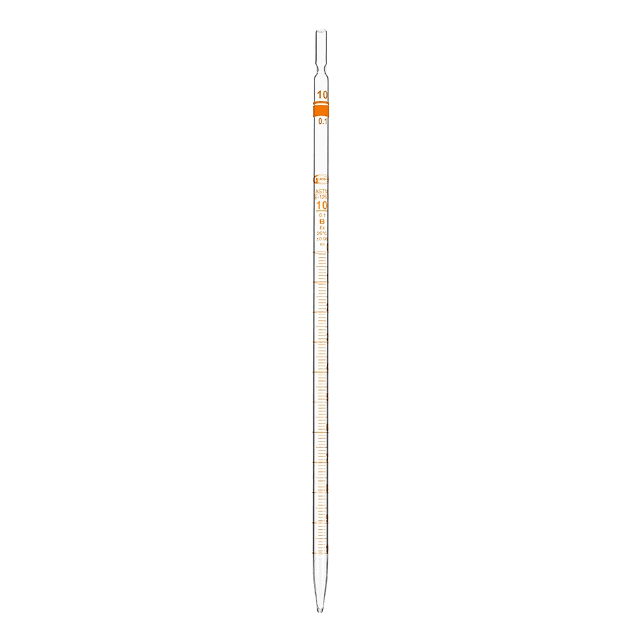 PIPETA MOHR CLASE B GLASSCO 124.125 CON ESCALA ÁMBAR Y CÓDIGO DE COLOR - Mercalab
