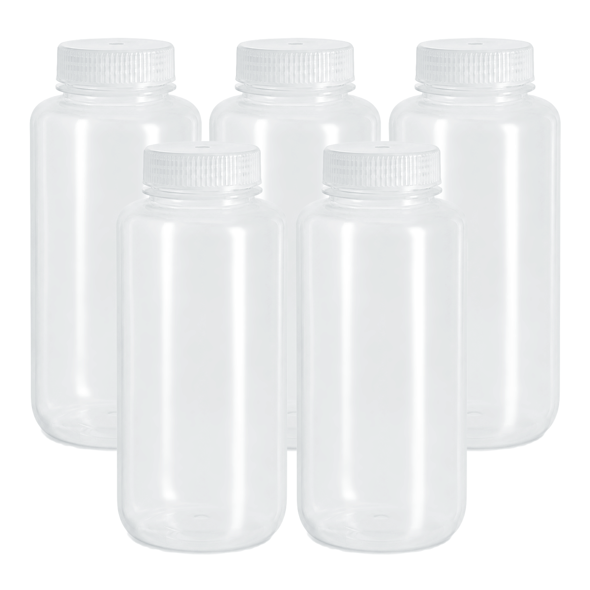 Botella de Plástico Polipropileno con Boca Ancha | Pack 5 Piezas | Polylab