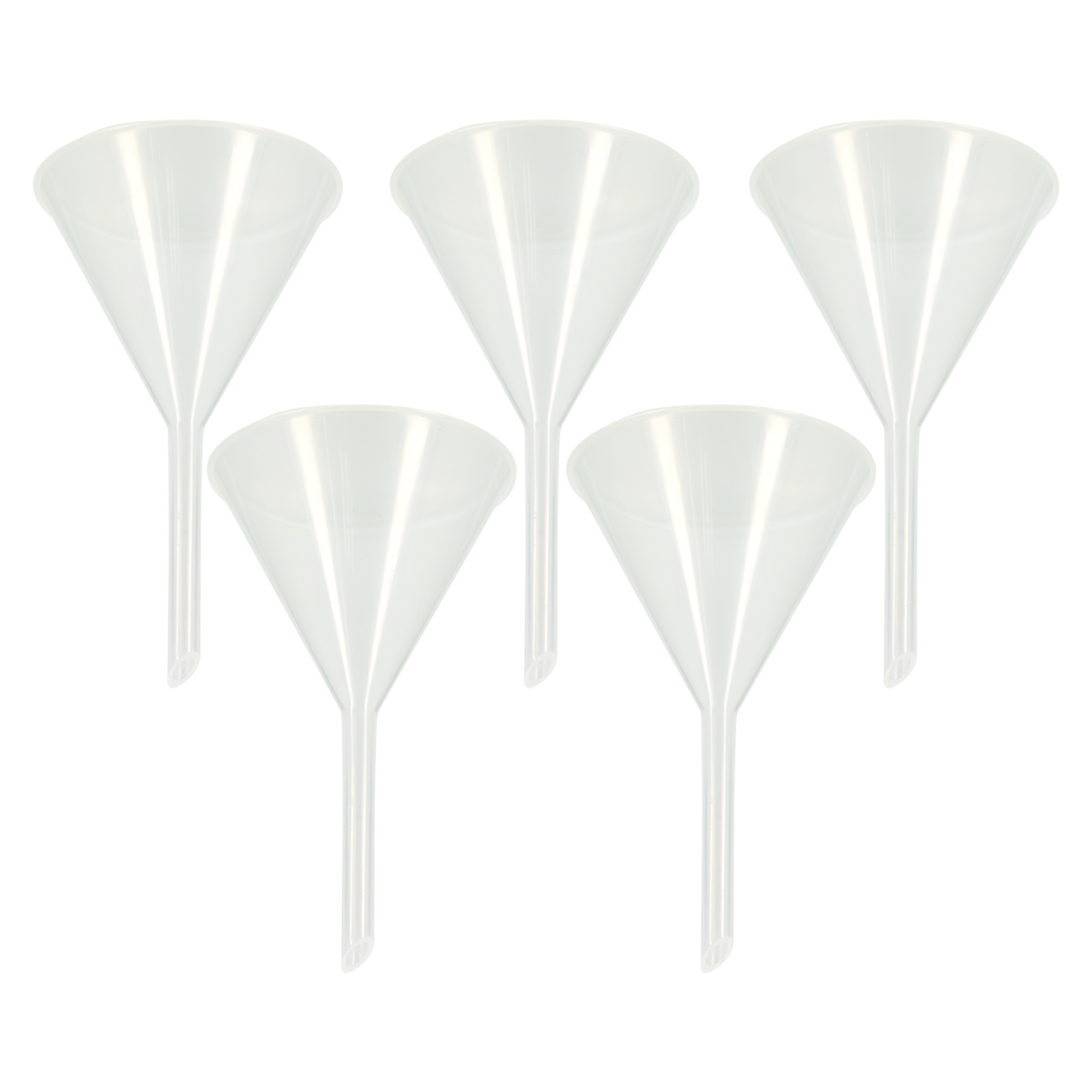 Embudo con Tallo Largo de Plástico Polipropileno | Pack 5 Piezas | Polylab