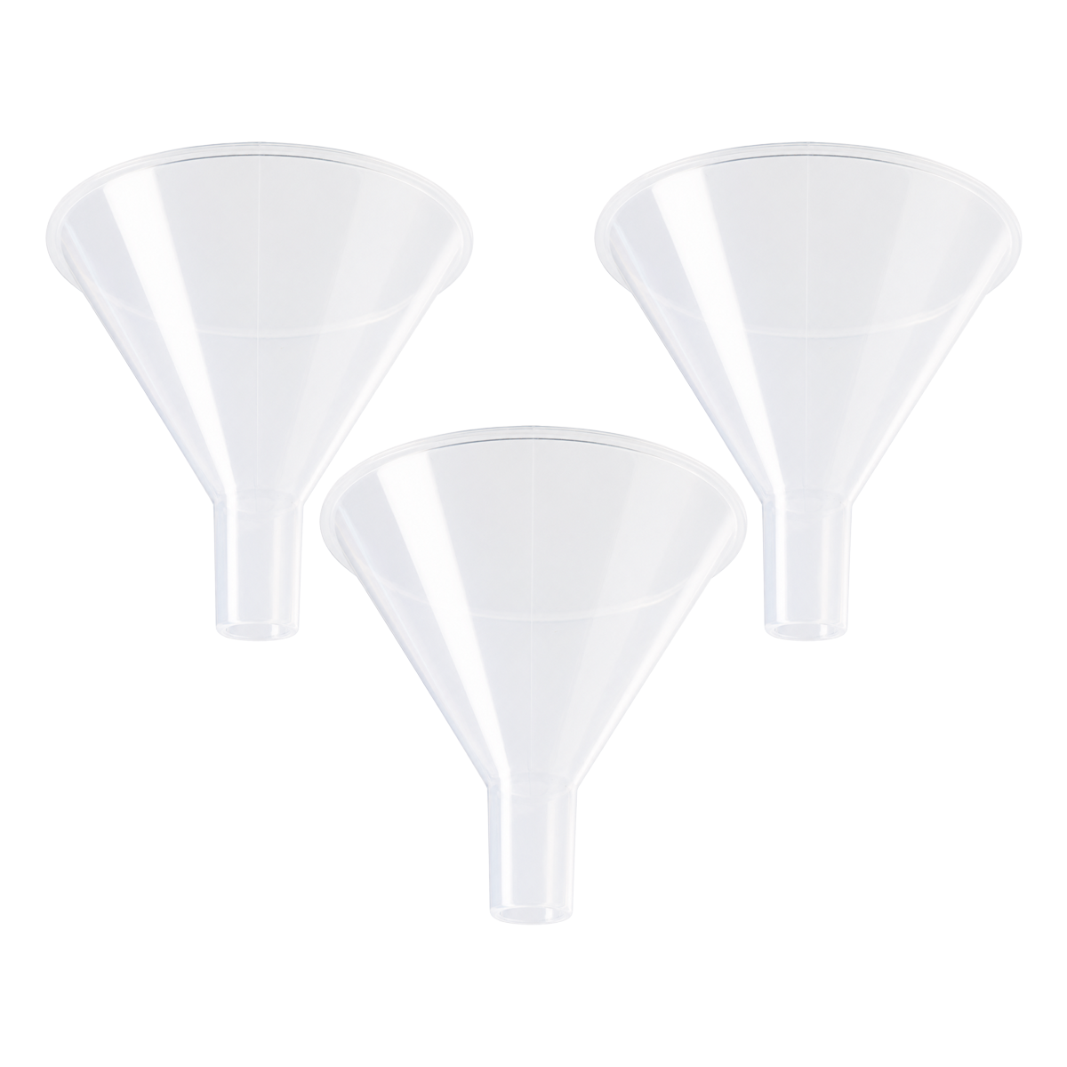 Embudo de Plástico para Polvos (Tallo Corto y Ancho) - Pack 3 Piezas - Polylab