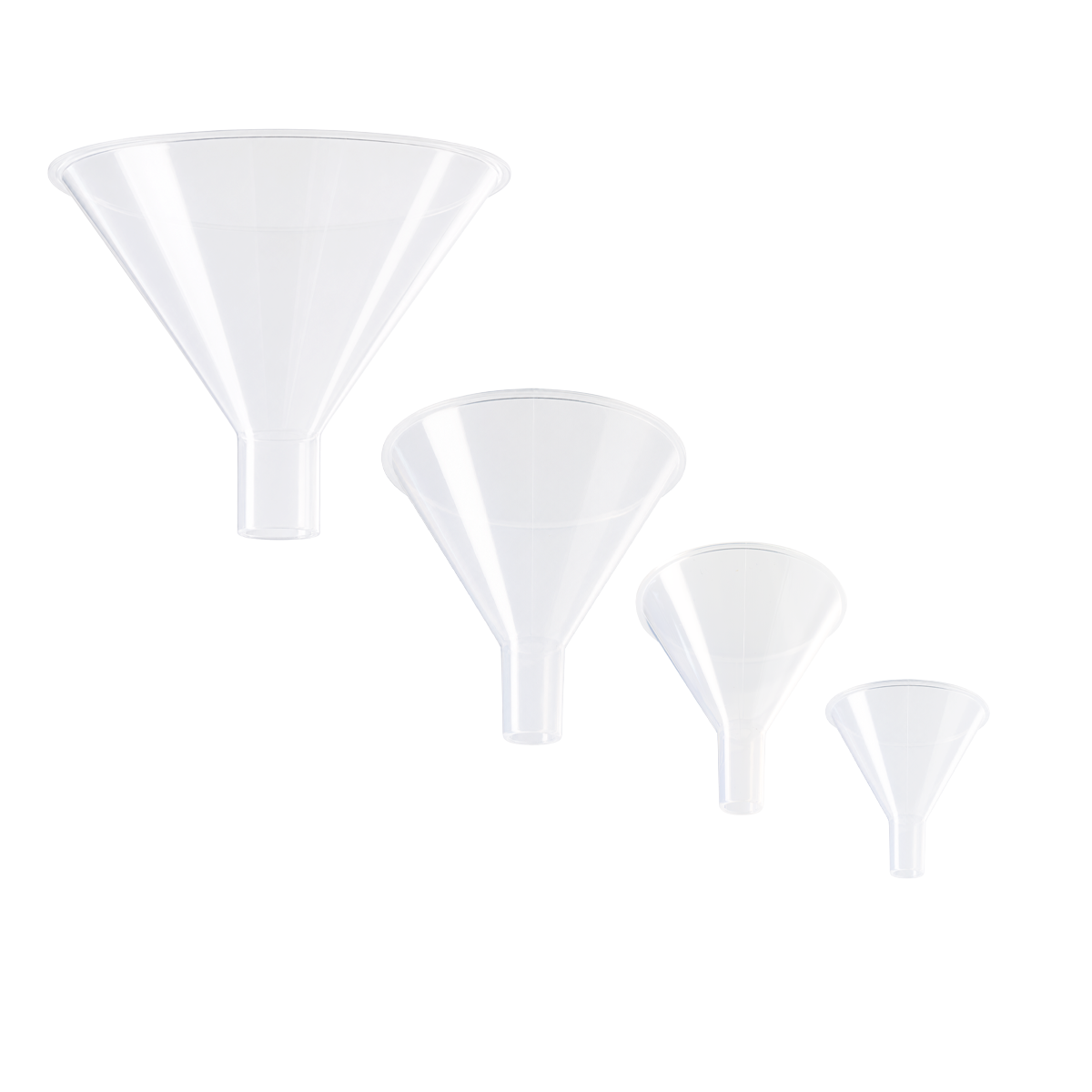 Embudo de Plástico para Polvos (Tallo Corto y Ancho) - Pack 3 Piezas - Polylab