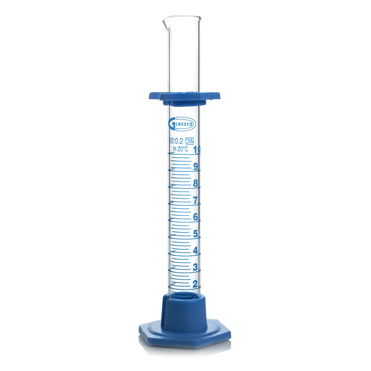 PROBETA CON BASE DE PLÁSTICO GLASSCO 137.202 CALIBRADA PARA ENTREGAR CON ESCALA AZUL Y BUMPER