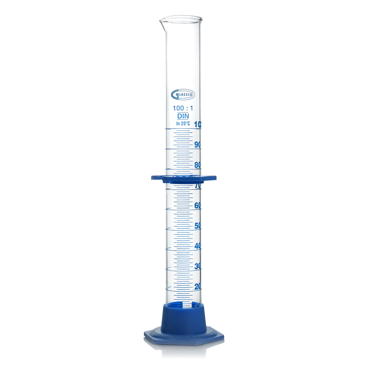 PROBETA CON BASE DE PLÁSTICO GLASSCO 137.202 CALIBRADA PARA ENTREGAR CON ESCALA AZUL Y BUMPER