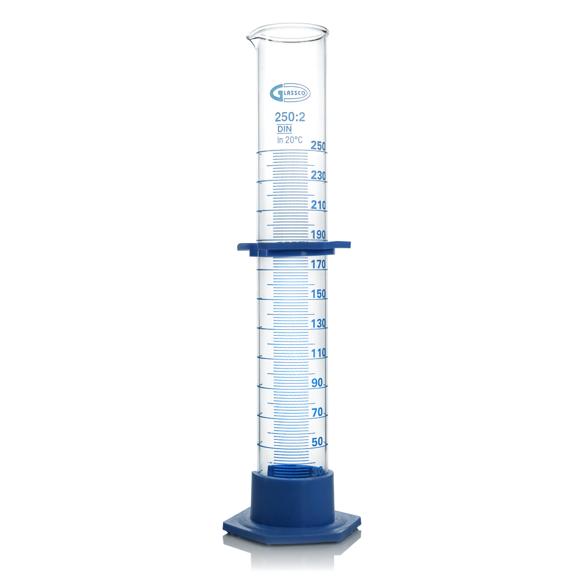 PROBETA CON BASE DE PLÁSTICO GLASSCO 137.202 CALIBRADA PARA ENTREGAR CON ESCALA AZUL Y BUMPER