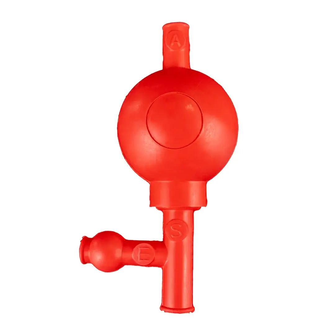 PROPIPETA DE 3 VÍAS PERILLA DE CAUCHO ROJA ESLAB