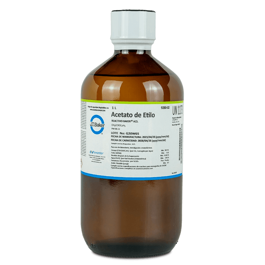 SAL QUÍMICA ACETATO DE ETILO ACS. J.T. BAKER 9280 CAS 141-78-6 - Mercalab