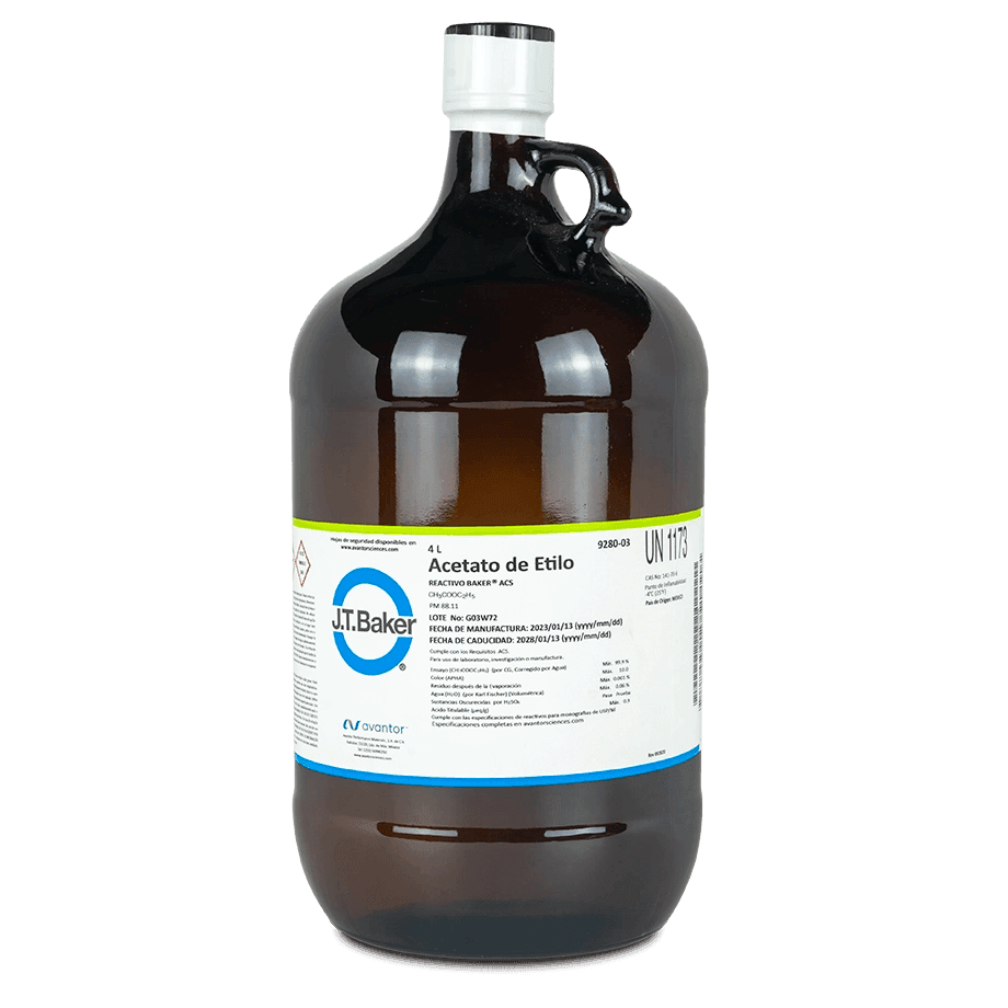 SAL QUÍMICA ACETATO DE ETILO ACS. J.T. BAKER 9280 CAS 141-78-6 - Mercalab