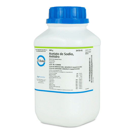 SAL QUÍMICA ACETATO DE SODIO ACS ANHIDRO 500 G J.T. BAKER 3470-01 CAS 127-09-3 - Mercalab
