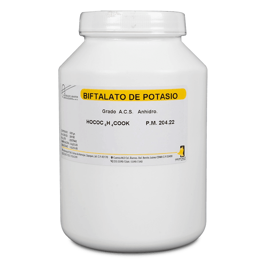 SAL QUÍMICA BIFTALATO DE POTASIO ACS ANHIDRO CRISTALES 500 G GOLDEN BELL 26180-500 CAS 877-24-7 - Mercalab