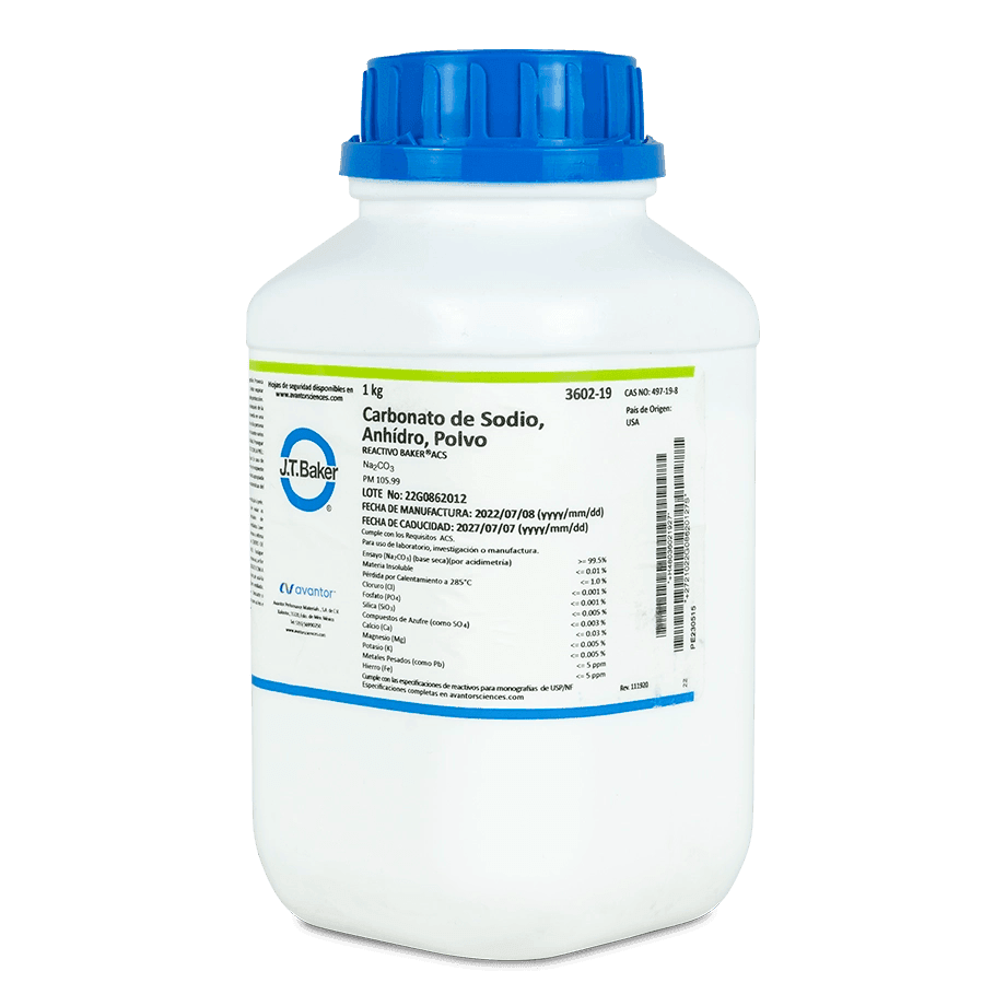 SAL QUÍMICA CARBONATO DE SODIO ACS ANHIDRO POLVO J.T. BAKER 3602 CAS 497-19-8 - Mercalab