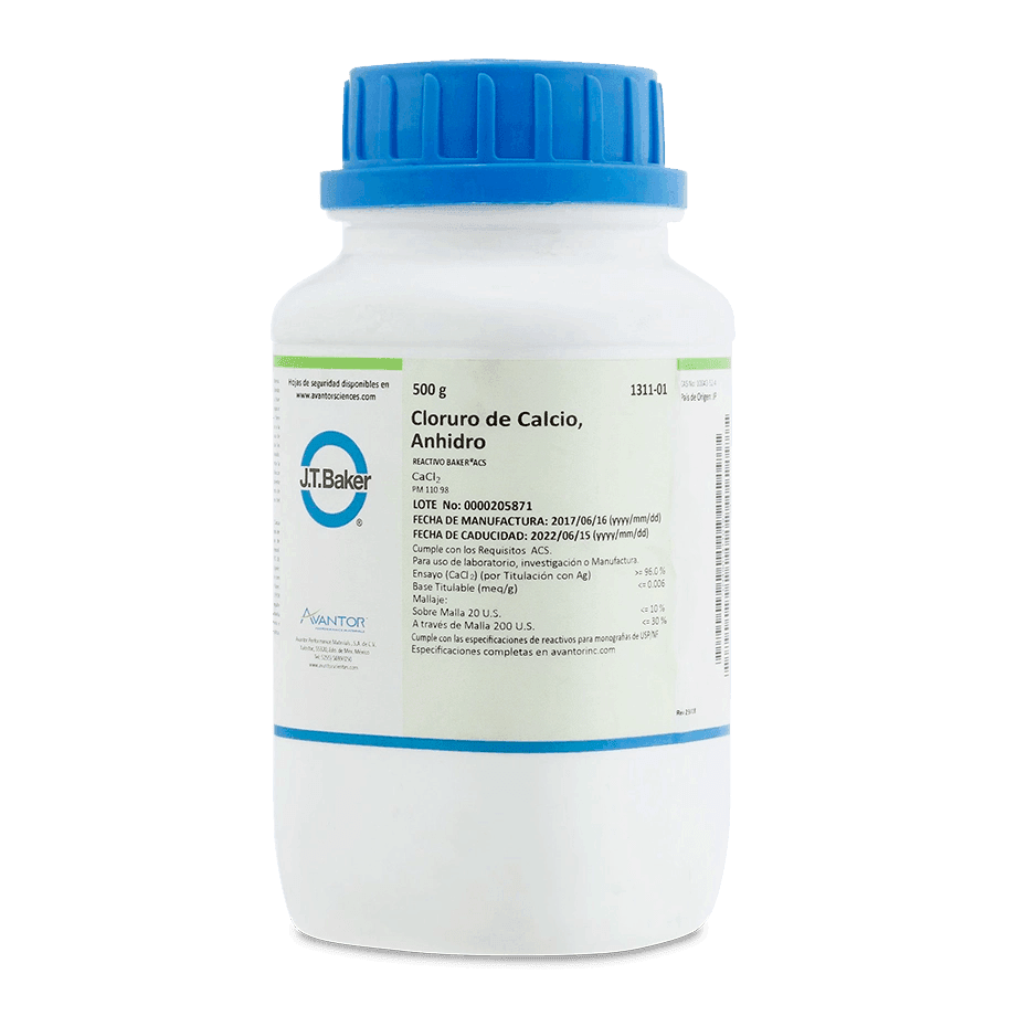 SAL QUÍMICA CLORURO DE CALCIO ACS ANHIDRO 500 G J.T. BAKER 1311-01 CAS 10043-52-4 - Mercalab