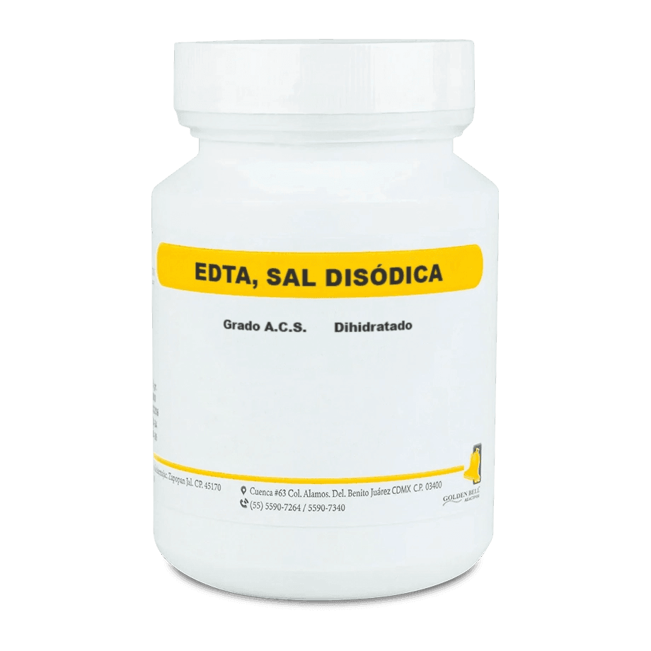 SAL QUÍMICA EDTA SAL DISÓDICA ACS DIHIDRATADO CRISTALES 100 G GOLDEN BELL 26400 CAS 6381-92-6 - Mercalab